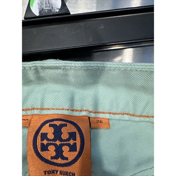 Tory Burch Jeans 26 Faded Green Alexa Cropped Skinny Stretch Women's Denim - Picture 5 of 6